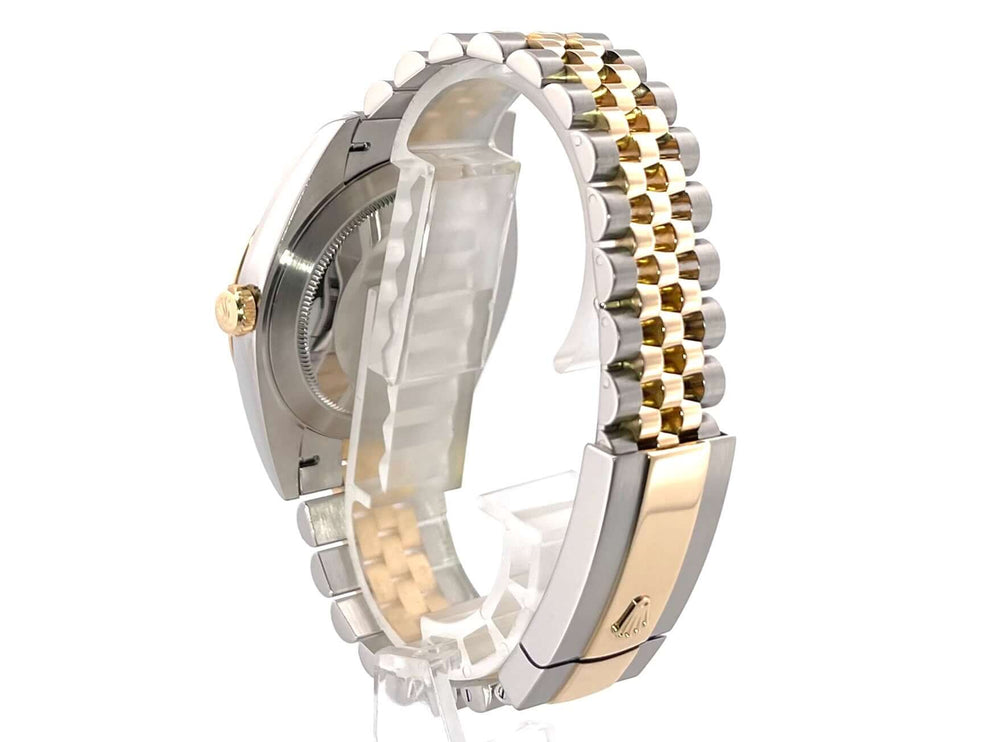Rückansicht des Rolex Datejust 41 Edelstahl Gelbgold 126333 Champagner Diamant mit Jubile-Armband