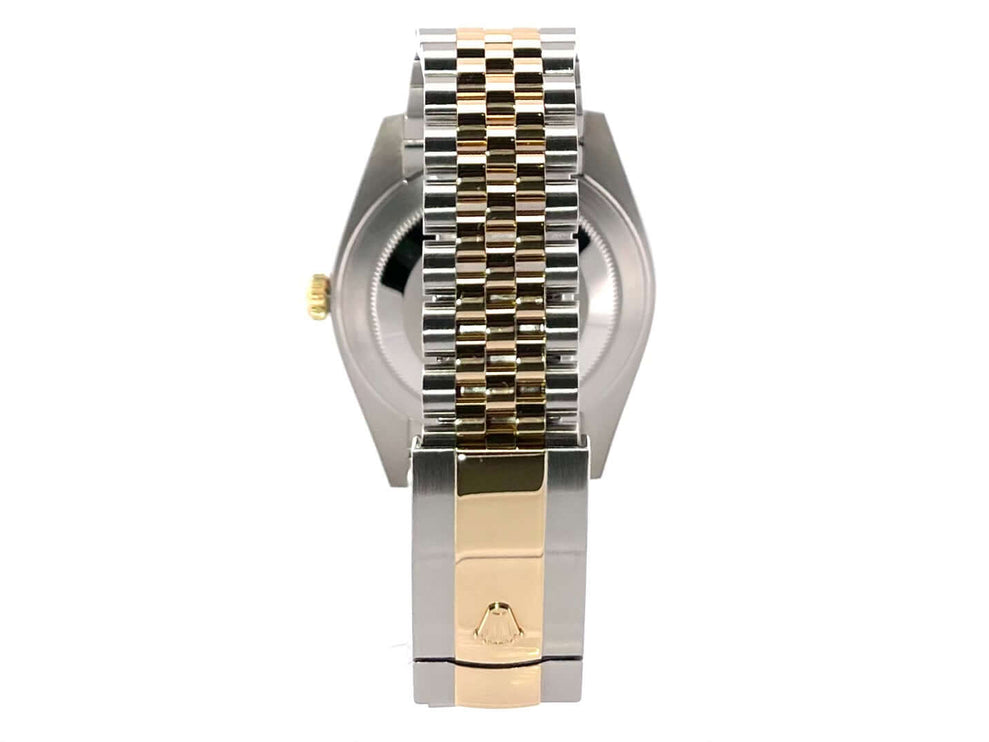 Rückansicht einer Rolex Datejust 41 Edelstahl Gelbgold 126333 Armband mit Faltschließe