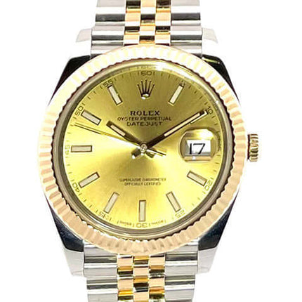 Rolex Datejust 41 Edelstahl Gelbgold 126333 Champagner Jubile-Band Uhr 2017