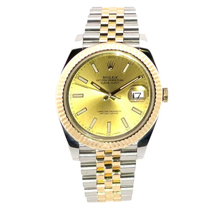 Rolex Datejust 41 Edelstahl Gelbgold 126333 Champagner Jubile-Band, Zifferblatt mit Datum aus Edelstahl und 18 kt Gelbgold, Luxus-Automatikuhr