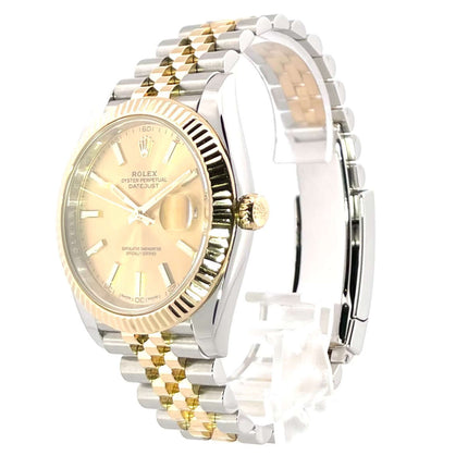 Rolex Datejust 41 Ref. 126333 Edelstahl Gelbgold Champagner Zifferblatt mit Jubile-Band, 18 kt Gelbgold Lünette und Leuchtindizes