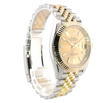 Rolex Datejust 41 Ref. 126333 aus Edelstahl und Gelbgold, Champagner Zifferblatt, Jubile-Band, 18 kt Gelbgold Lünette, Automatikuhr (2017)