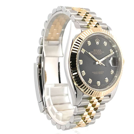 Rolex Datejust 41 Edelstahl Gelbgold 126333 schwarz DIA Zifferblatt Jubilé-Band, luxuriöse Herrenarmbanduhr mit Diamanten.