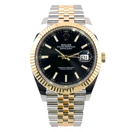 Rolex Datejust 41 Edelstahl Gelbgold Ref. 126333, schwarzes Zifferblatt, Jubile-Band in Edelstahl und 18 kt Gelbgold, Automatikwerk