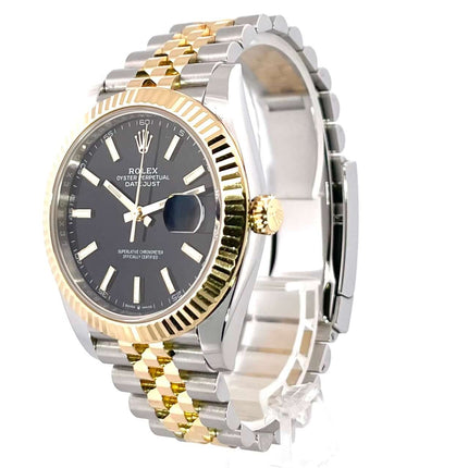 Rolex Datejust 41 Edelstahl Gelbgold Ref. 126333 mit schwarzem Zifferblatt und Jubile-Armband aus Edelstahl und 18 kt Gelbgold