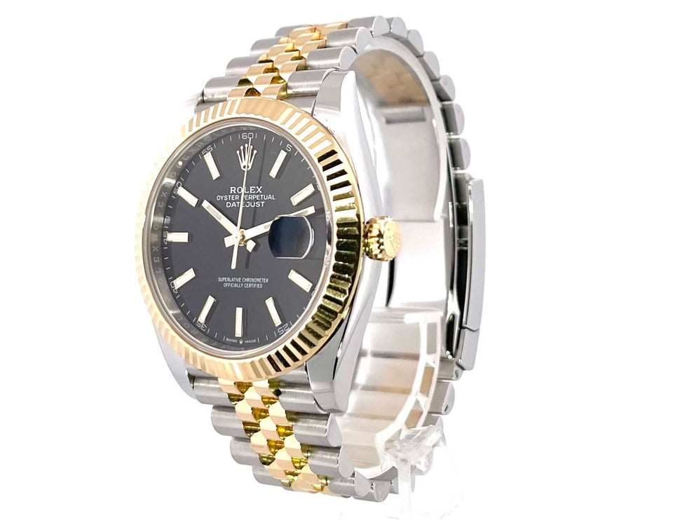Rolex Datejust 41 Edelstahl Gelbgold Ref. 126333 mit schwarzem Zifferblatt und Jubile-Armband aus Edelstahl und 18 kt Gelbgold