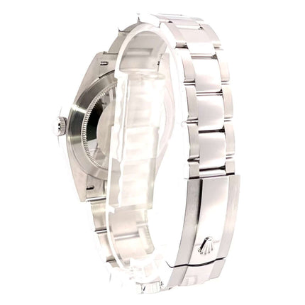 Rückansicht der Rolex Datejust 41 Edelstahl / Weißgold 126334 mit Oyster-Band, poliert und satiniert.