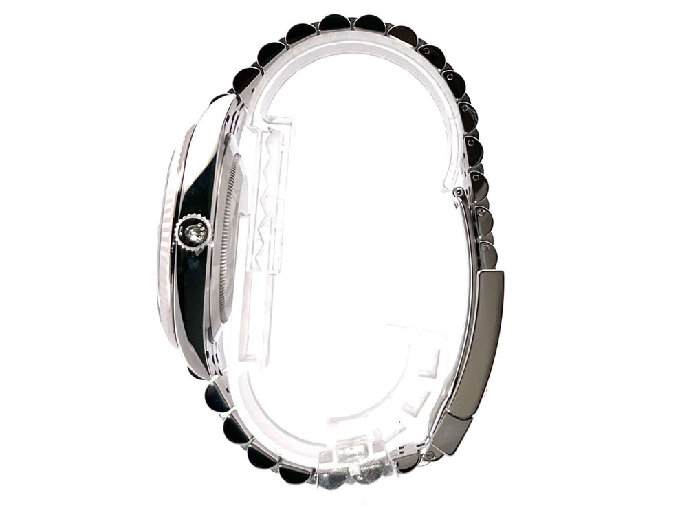 Seitliche Ansicht Rolex Datejust 41 Edelstahl Weißgold 126334 mit Jubile-Band