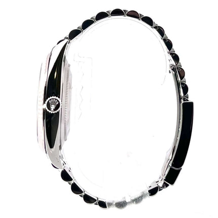 Seitenansicht Rolex Datejust 41 126334 Edelstahl Weißgold, Mintgrünes Zifferblatt, Jubile-Armband.