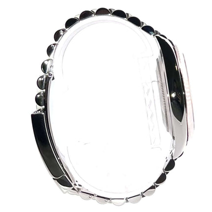 Rolex Datejust 41 Edelstahl Weißgold 126334 Seiteansicht des Uhrengehäuses und Jubile-Armbands