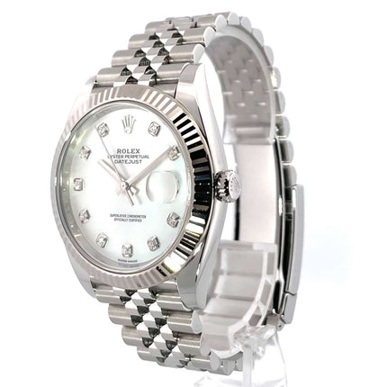 Rolex Datejust 41 Ref. 126334 Edelstahl, Weißgold, Diamant Perlmuttzifferblatt, Jubile-Band