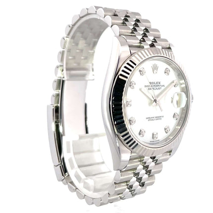 Rolex Datejust 41 Edelstahl Weißgold 126334 mit Perlmutt Diamant Zifferblatt und Jubile-Band