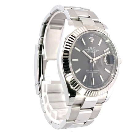 Rolex Datejust 41 Edelstahl Weißgold 126334 Rhodium, 41 mm Gehäuse, rhodiumfarbenes Zifferblatt, Oyster-Armband, Luxus-Automatikuhr.