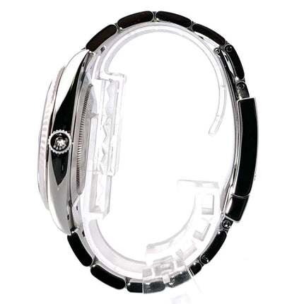 Rolex Datejust 41 Edelstahl Weißgold 126334 Rhodium Seitenansicht, poliertes und satiniertes Edelstahlgehäuse, 18 kt Weißgold Lünette