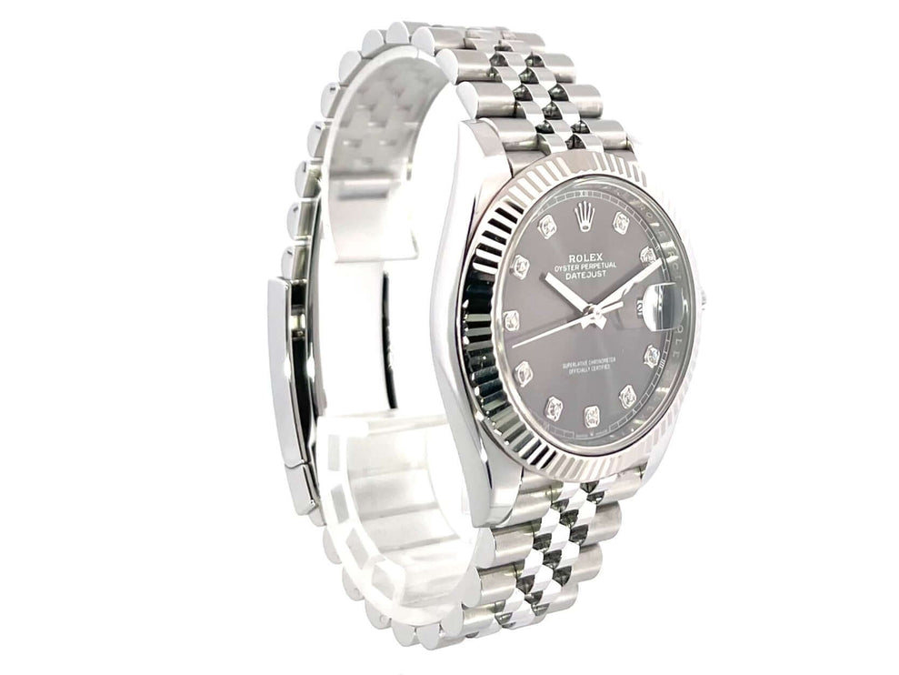Rolex Datejust 41 126334, Edelstahl, Weißgold, rhodinierte Diamant-Zifferblatt, Jubilé-Band, poliert und satiniert, 41 mm, 2021.