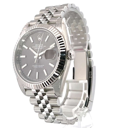 Rolex Datejust 41 Ref. 126334 Edelstahl Weißgold, Rhodium Zifferblatt, Jubile-Armband, 41 mm Gehäuse, 18 kt Weißgold Lünette