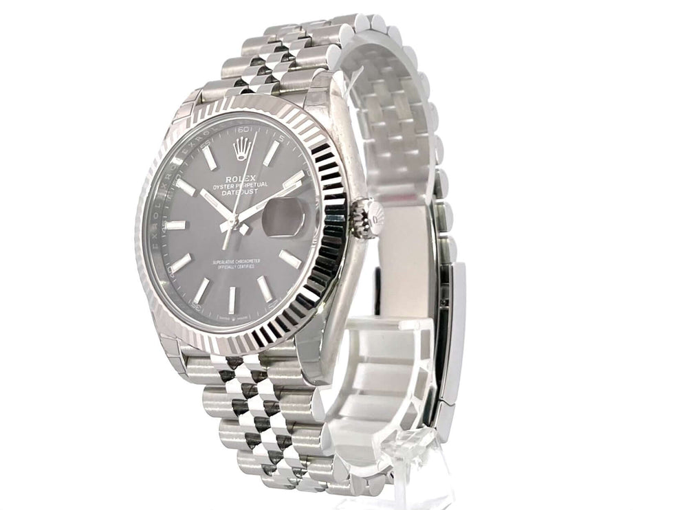 Rolex Datejust 41 Ref. 126334 Edelstahl Weißgold, Rhodium Zifferblatt, Jubile-Armband, 41 mm Gehäuse, 18 kt Weißgold Lünette