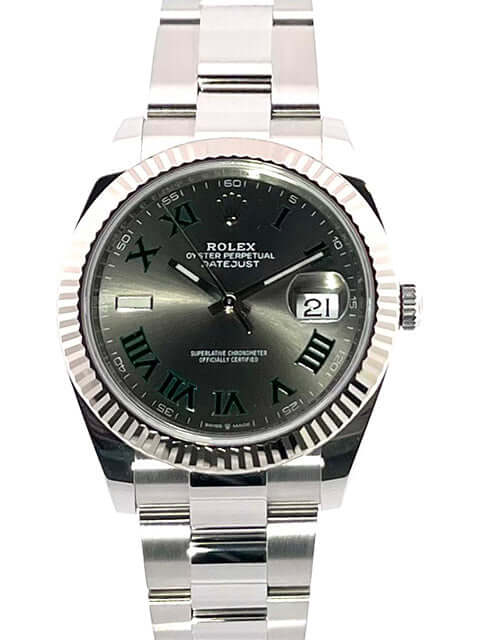 Rolex Datejust 41 Ref. 126334 Rhodium Römisch Uhr mit Edelstahlgehäuse, 18 kt Weißgold Lünette und Rhodium Zifferblatt mit römischen Ziffern