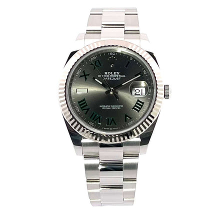 Rolex Datejust 41 Ref. 126334 aus Edelstahl mit Rhodium-Zifferblatt und römischen Ziffern, 41 mm Gehäuse, Oyster-Armband, Kratzfest, Automatikwerk