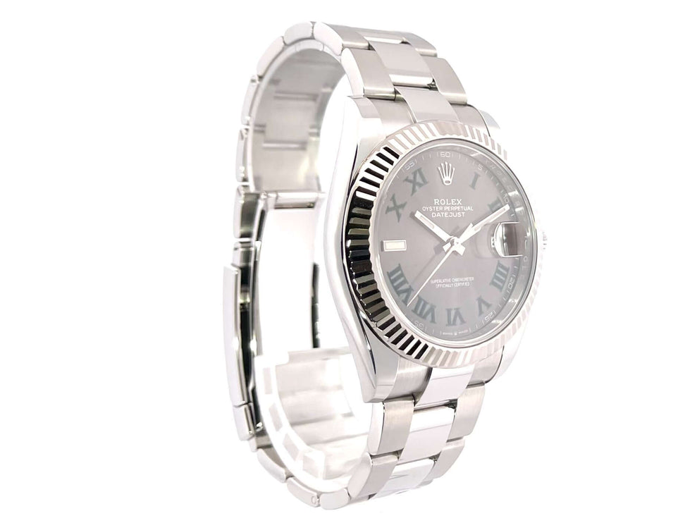 Rolex Datejust 41 Ref. 126334 Rhodium Römisch aus 2022 mit Edelstahlgehäuse und 18 kt Weißgold Lünette, Oyster-Armband und Rhodium Zifferblatt