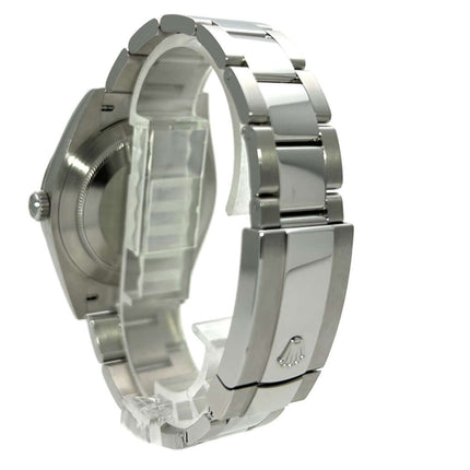 Rückansicht Rolex Datejust 41 Edelstahl Weißgold Ref. 126334, poliertes und satiniertes Edelstahl Oyster Armband mit Faltschließe.