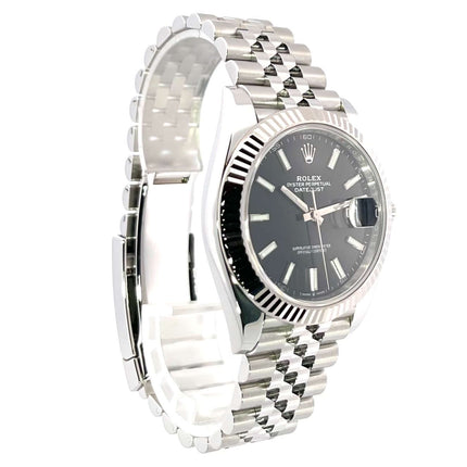 Rolex Datejust 41 Edelstahl Weißgold 126334 Schwarz Jubile-Band aus 2020, 41 mm, LeuchtIndizes, Automatikwerk, Kaliber 3235, 70 Stunden Gangreserve.