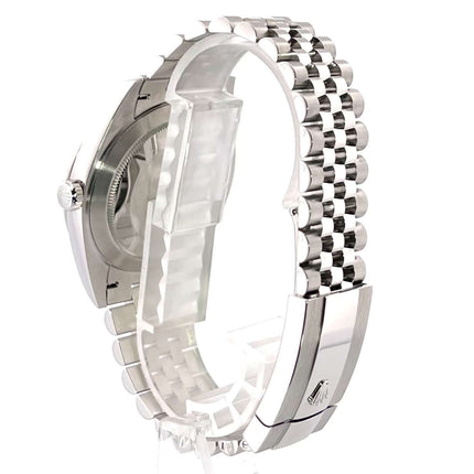 Edelstahl-Rückseite und Jubile-Armband der Rolex Datejust 41 Weißgold 126334.