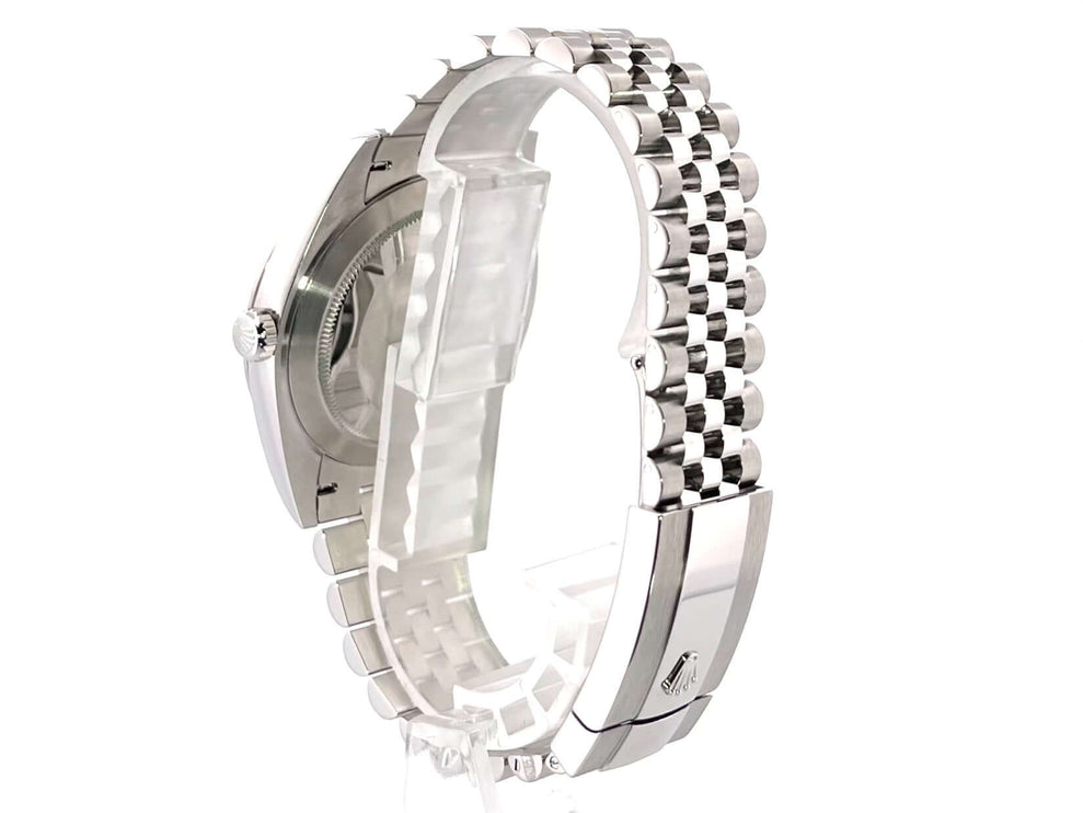 Edelstahl-Rückseite und Jubile-Armband der Rolex Datejust 41 Weißgold 126334.