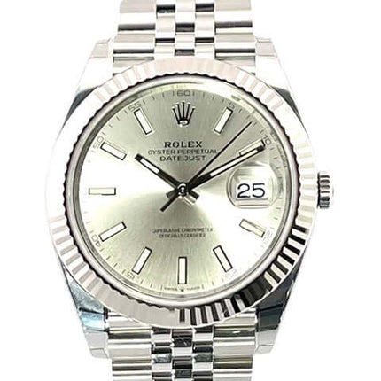Rolex Datejust 41 Edelstahl Weißgold 126334 mit Silber Zifferblatt und Jubile-Band