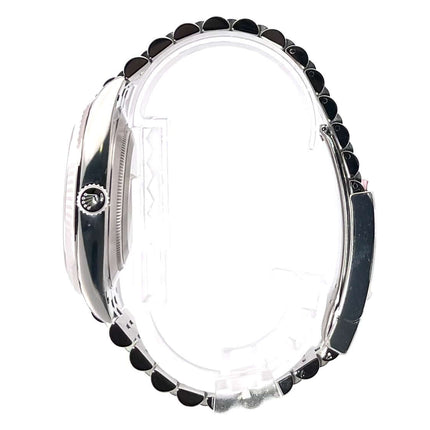 Rolex Datejust 41 Edelstahl Weißgold 126334 Seitenansicht mit Silber Jubile-Band und geriffelter Lünette