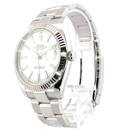 Rolex Datejust 41 Edelstahl Weißgold 126334 mit weißem Zifferblatt und Oyster-Band - Luxus-Armbanduhr von 2020
