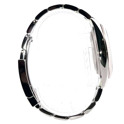 Rolex Datejust 41 Ref. 126334, Edelstahl und Weißgold Seitenansicht, Oyster-Band, poliert und satiniert, Gehäusedurchmesser 41 mm.