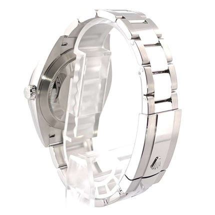 Rückansicht des Rolex Datejust 41 Edelstahl Weißgold 126334 mit poliertem und satiniertem Oyster-Band und Faltschließe.