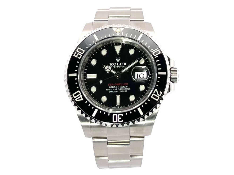 Rolex Sea-Dweller Ref. 126600 Edelstahl Armband, schwarze Lünette und Zifferblatt mit Leuchtindizes, Automatikwerk, 43 mm Gehäuse