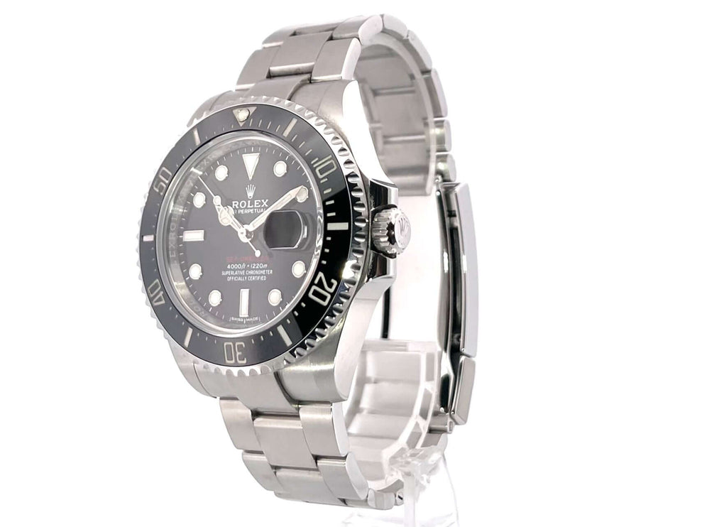 Rolex Sea-Dweller Ref. 126600 MK1 Uhr aus Edelstahl mit schwarzer Keramik Lünette, schwarzem Zifferblatt und Oyster Armband