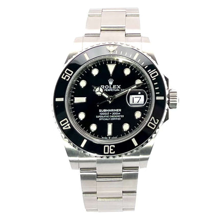Rolex Submariner Date 126610LN aus Edelstahl mit schwarzer Lünette und Zifferblatt, poliertem Oysterarmband, aus dem Jahr 2020.