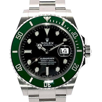 Rolex Submariner Date Edelstahl Ref. 126610LV aus 12-2021, Gehäusedurchmesser 41mm, schwarze Zifferblatt, grüne Keramik-Einlage, Oyster Edelstahlarmband.