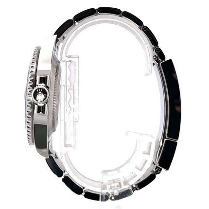 Seitenansicht der Rolex Submariner Date Edelstahl 126610LV mit Oyster Edelstahlarmband und Sicherheitsfaltschließe