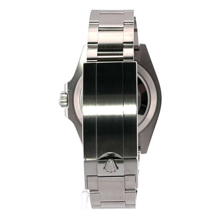 Rückseite der Rolex Submariner Date Edelstahl Ref. 126610LV, poliertes und satiniertes Oyster-Edelstahlarmband mit Sicherheitsschließe.