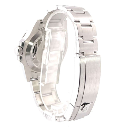 Rolex Submariner Date Ref. 126610LV Rückseite Edelstahlgehäuse und Armband, poliert und satiniert, ausgestellt.