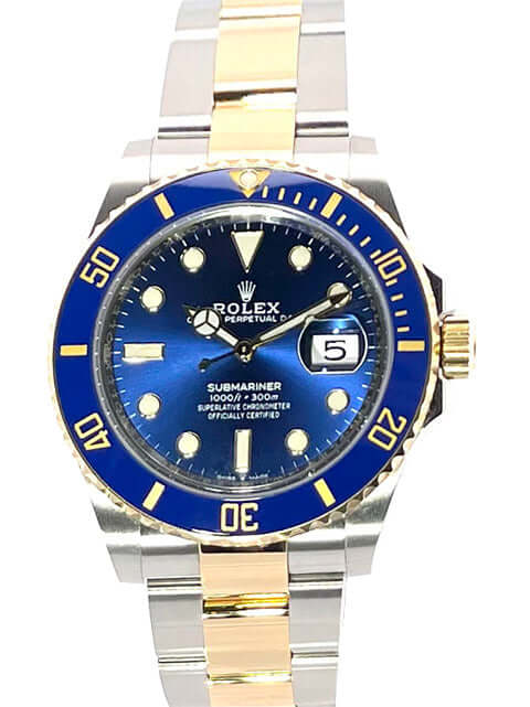 Rolex Submariner Date 41 Edelstahl Gelbgold 126613LB mit blauem Zifferblatt und Lünette, Oyster-Armband und Sicherheitsfaltschließe