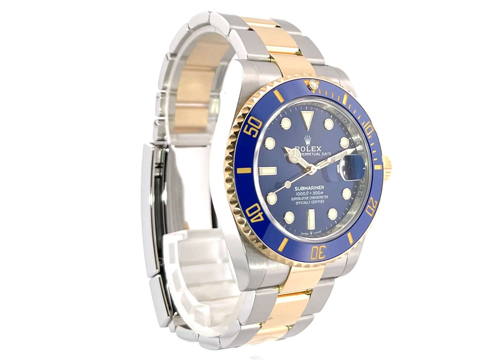 Rolex Submariner Date 41 Edelstahl Gelbgold 126613LB, blaues Zifferblatt, 18K Gelbgold-Lünette, Oyster Armband aus Edelstahl und Gelbgold