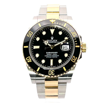 Rolex Submariner Date 41 Edelstahl Gelbgold 126613LN, schwarzes Zifferblatt, Lünette mit Keramik Einlage, Oyster Armband, 2021 Model