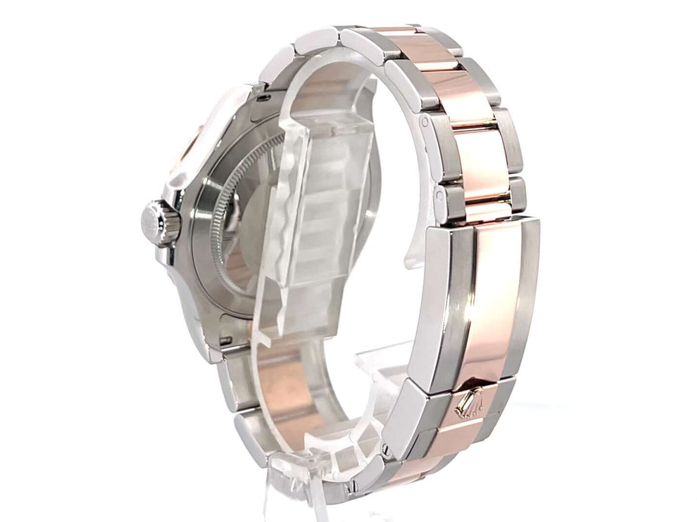 Rückansicht eines Rolex Yacht-Master 40 Oystersteel/18 kt Everose-Gold Armbands, poliertes und satiniertes Finish, Sicherheitsfaltschließe.