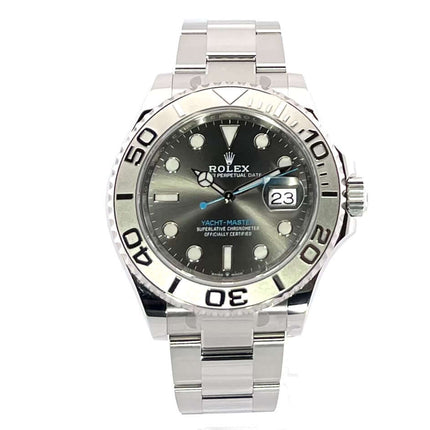 Rolex Yacht-Master 40 Oystersteel Platin 126622 Rhodium Herrenuhr mit rhodiumfarbenem Zifferblatt, 40 mm Edelstahlgehäuse und Platinlünette.