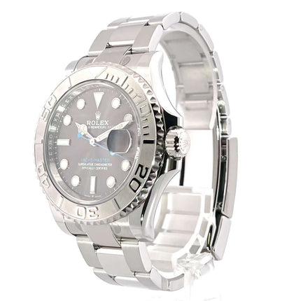 Rolex Yacht-Master 40 aus Oystersteel und Platin, Modell 126622 Rhodium, Jahr 2020 mit 40 mm Gehäuse und 11,7 mm Höhe, Edelstahlband.