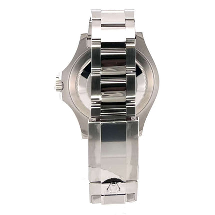 Rückseite der Rolex Yacht-Master 40 Oystersteel Platin 126622 Rhodium mit poliertem Edelstahlband und Sicherheitsfaltschließe