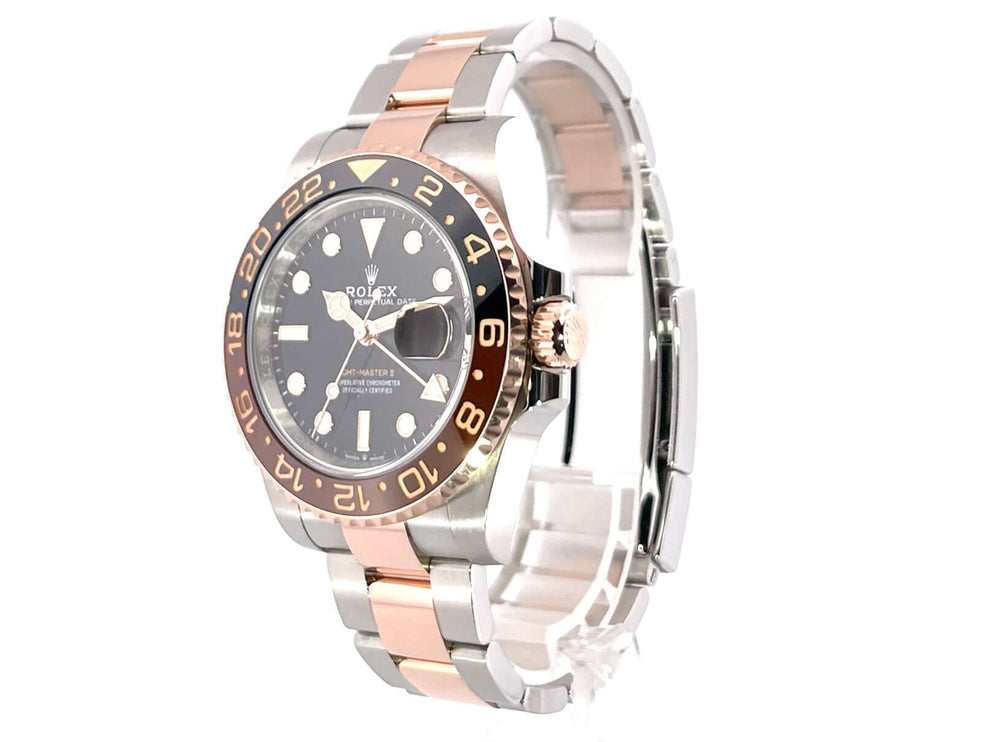 Rolex GMT-Master II Edelstahl Everose-Gold 126711CHNR Uhr mit 40 mm Gehäuse und schwarzem Zifferblatt.