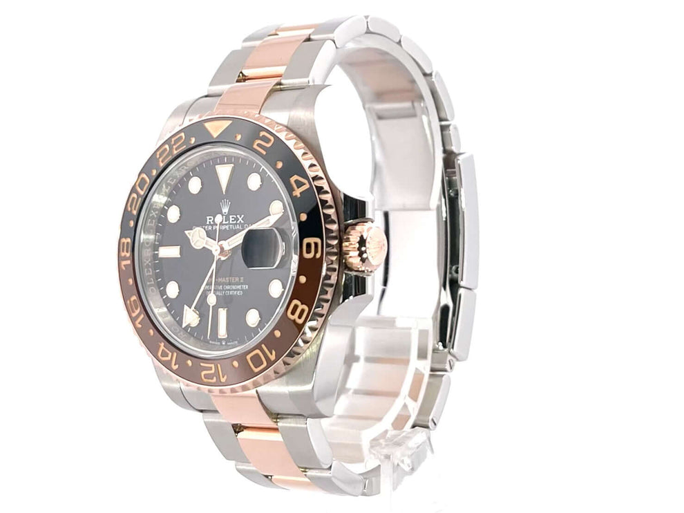 Rolex GMT-Master II Edelstahl Everose-Gold 126711CHNR, 40mm Gehäuse, schwarzes Zifferblatt, Oyster-Armband, 18 kt Everose-Gold Lünette.