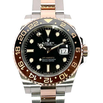 Rolex GMT-Master II 126711CHNR aus Edelstahl und 18 kt Everose-Gold, schwarzes Zifferblatt, Keramik-Lünette, Oyster Armband, Modelljahr 2020